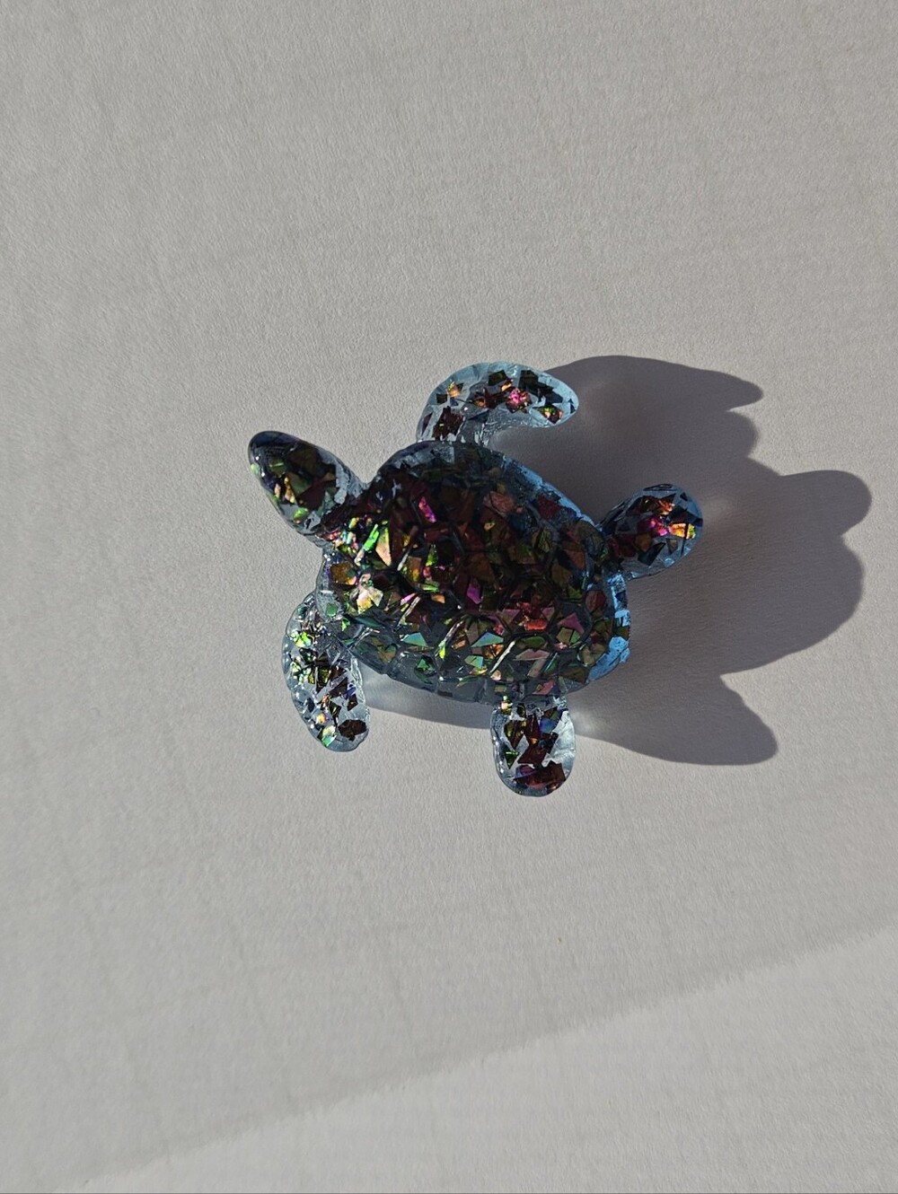 Handmade Realistic Mini Sea Turtle Figurine Glitter Ocean Decor Beach Art Statue